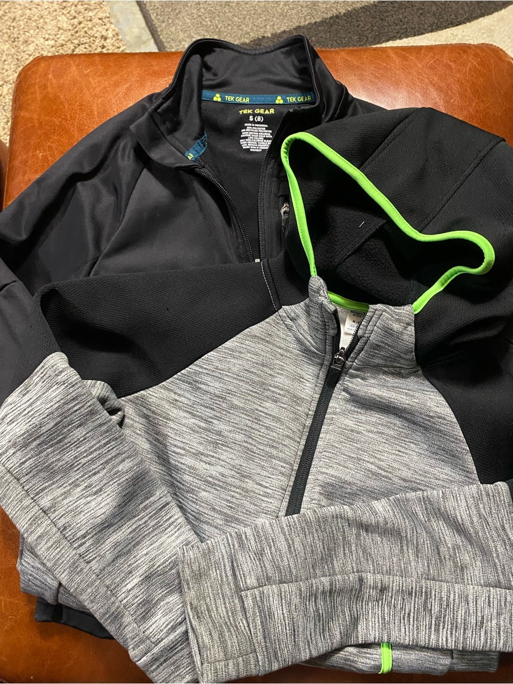 Old Navy Kids Black & Gray Zip-Up Jacket with Neon Green Trim